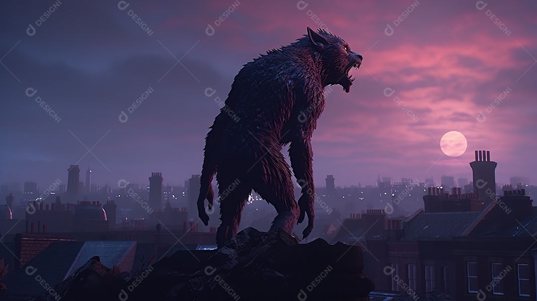 Lobisomem vintage monstro clássico imagem de terror gerada por IA