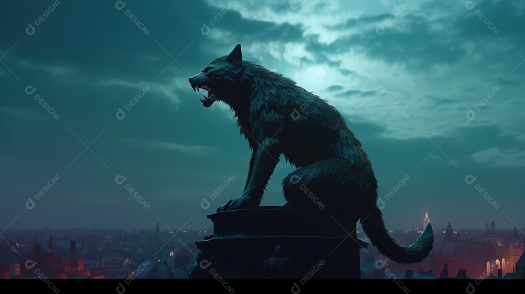 Lobisomem vintage monstro clássico imagem de terror gerada por IA