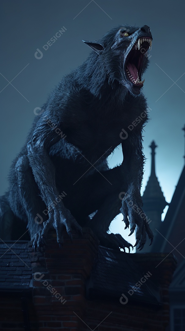 Lobisomem vintage monstro clássico imagem de terror gerada por IA