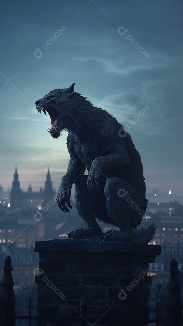 Lobisomem vintage monstro clássico imagem de terror gerada por IA