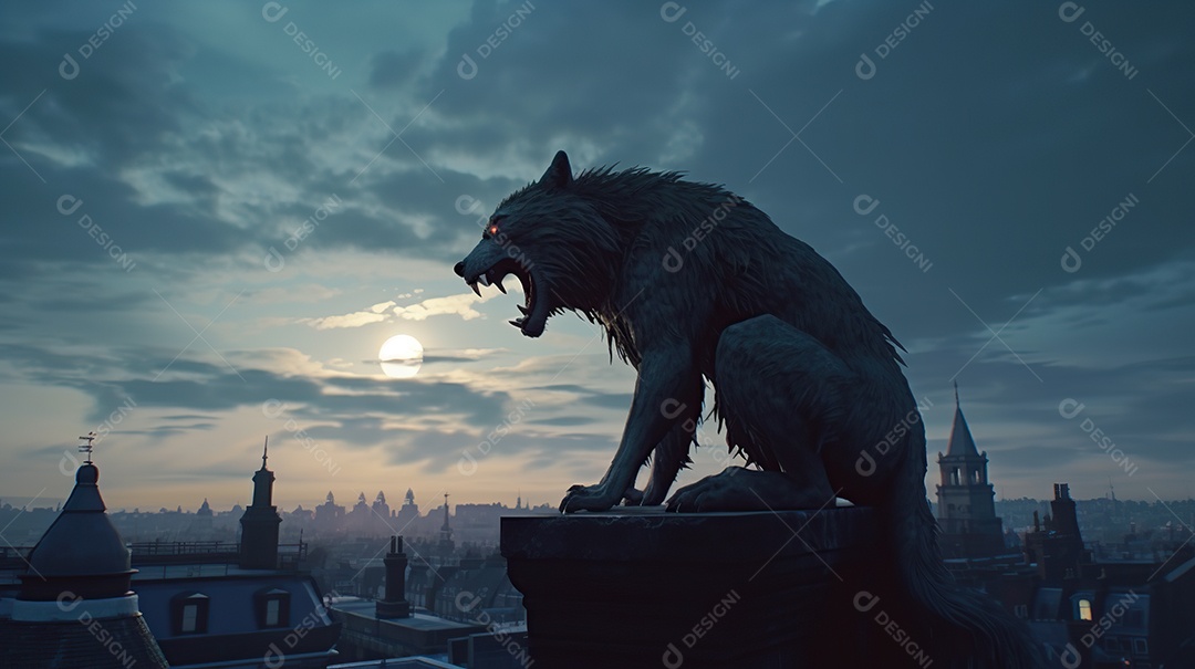 Lobisomem vintage monstro clássico imagem de terror gerada por IA