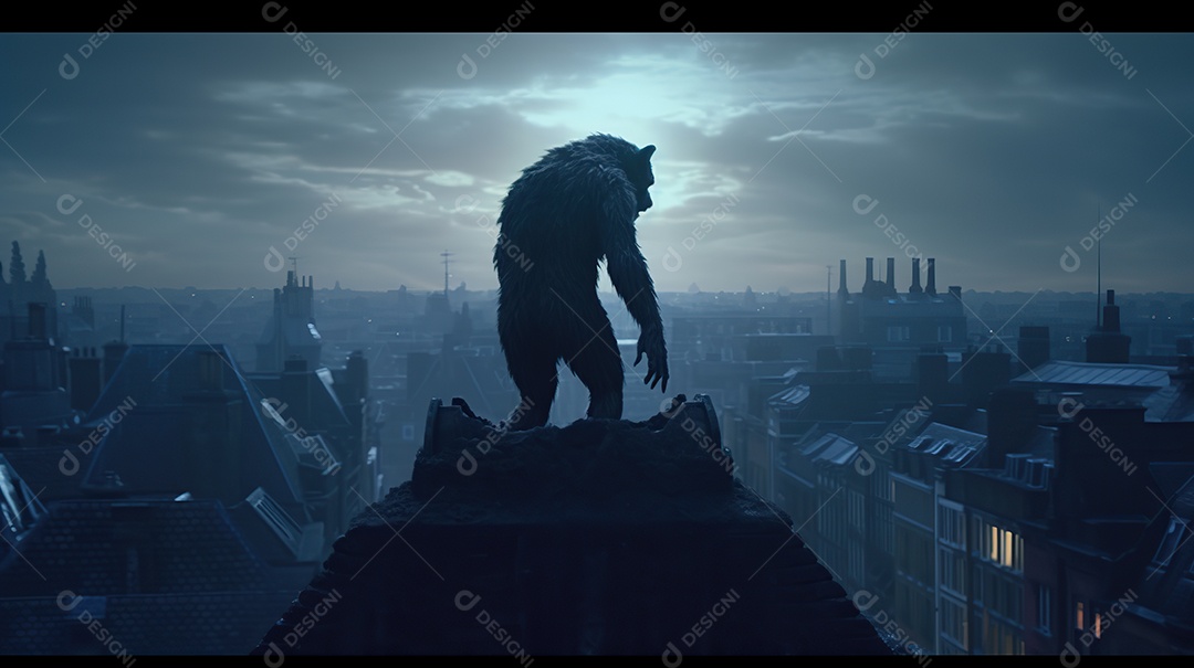 Lobisomem vintage monstro clássico imagem de terror gerada por IA