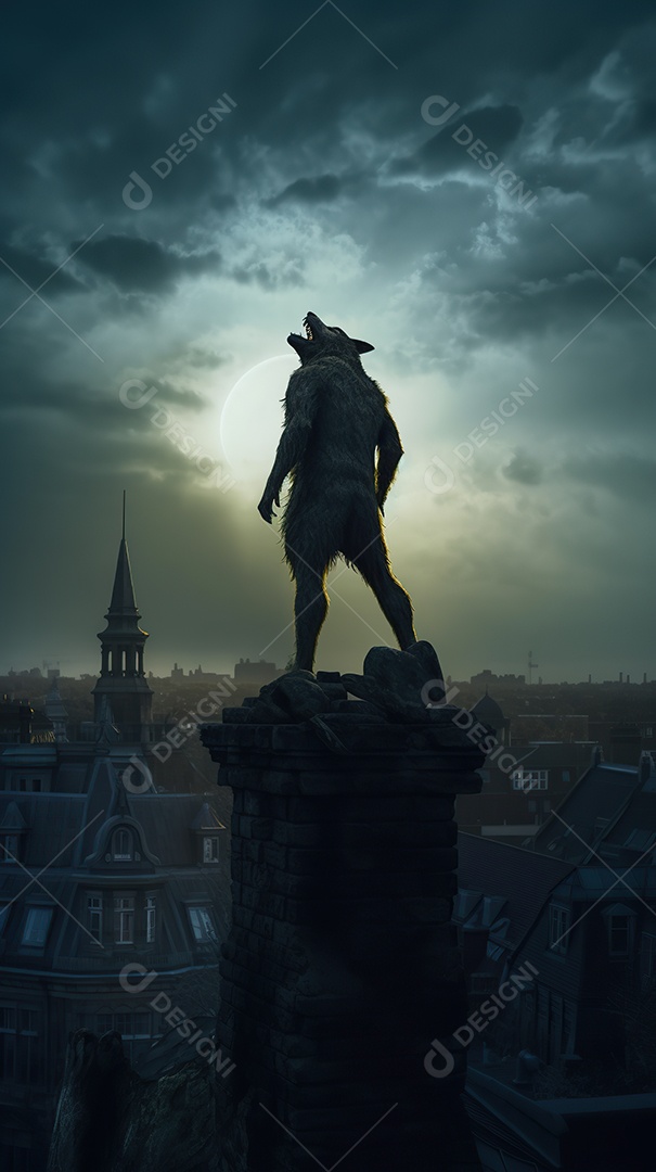 Lobisomem vintage monstro clássico imagem de terror gerada por IA