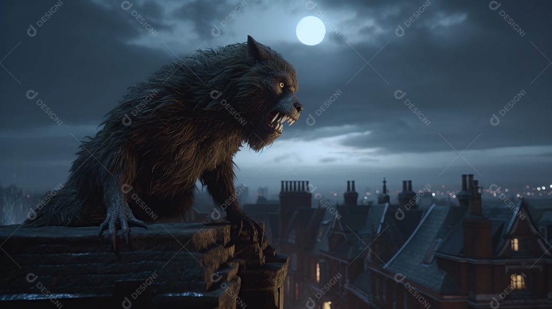 Lobisomem vintage monstro clássico imagem de terror gerada por IA