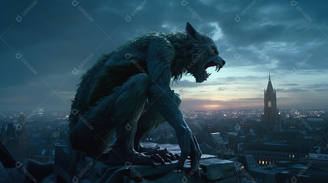 Lobisomem vintage monstro clássico imagem de terror gerada por IA