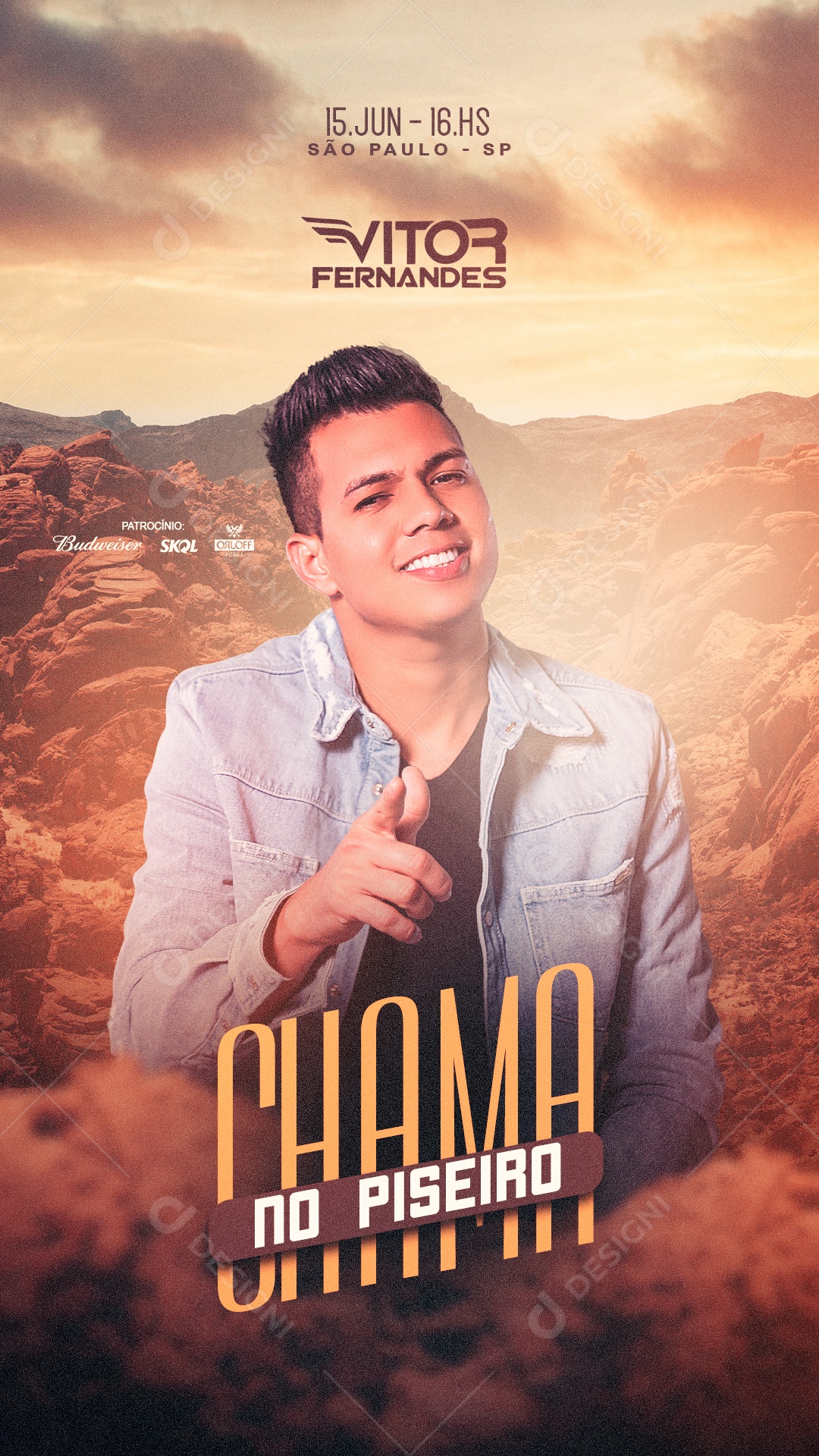 Story Show Chama No Piseiro Vitor Fernandes Flyer Social Media PSD Editável