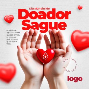 Dia Mundial Do Doador De Sangue Junho Vermelho Social Media PSD Editável