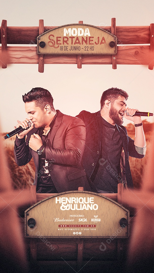Story Show Moda Sertaneja Henrique E Juliano Flyer Social Media PSD Editável