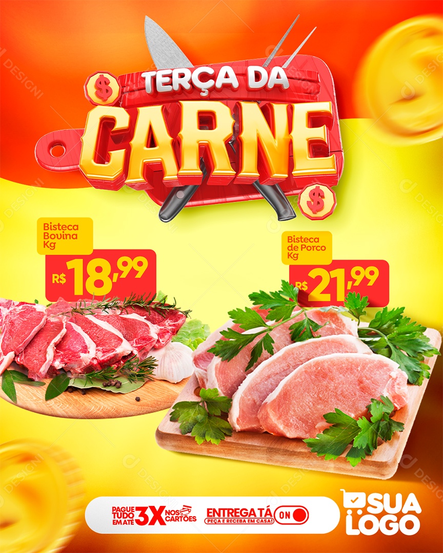 Encarte  Terça da Carne Social Media PSD Editável