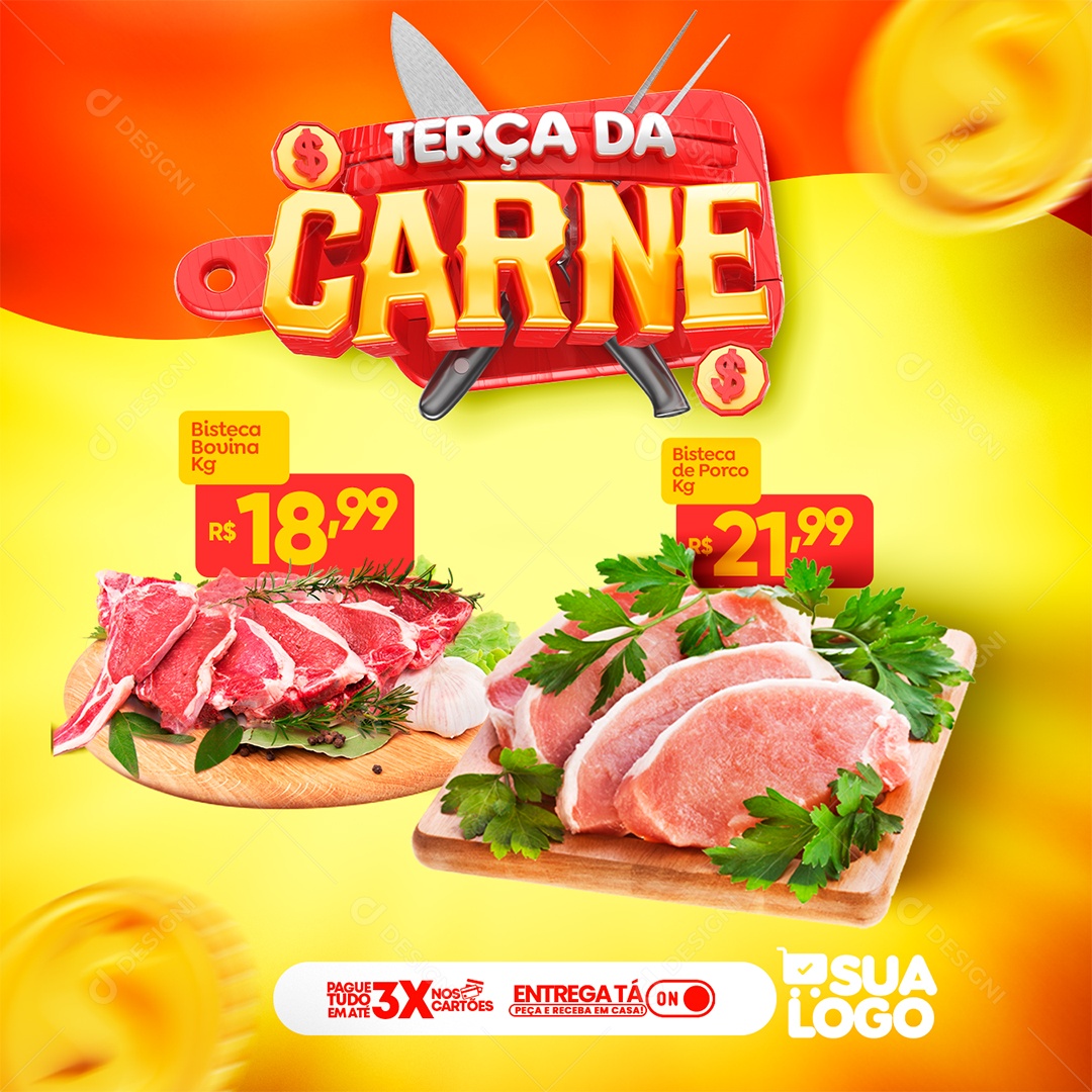 Encarte Terça da Carne Açougue Social Media PSD Editável