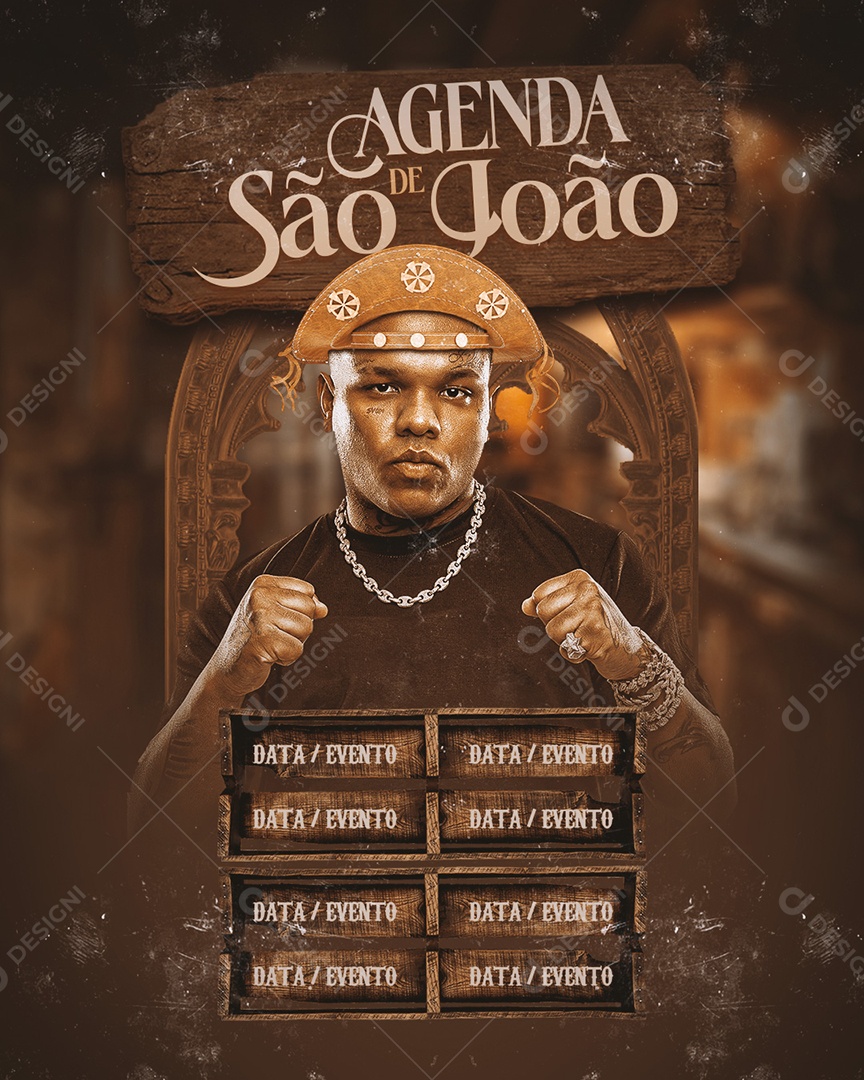 Editable São João Schedule Social Media PSD Date Feed