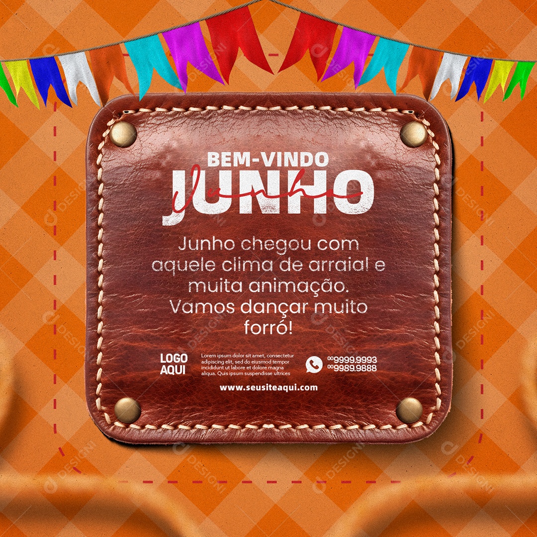 Junho Chegou Com Aquele Clima De Arraia Bem-Vindo Junho Social Media PSD Editável