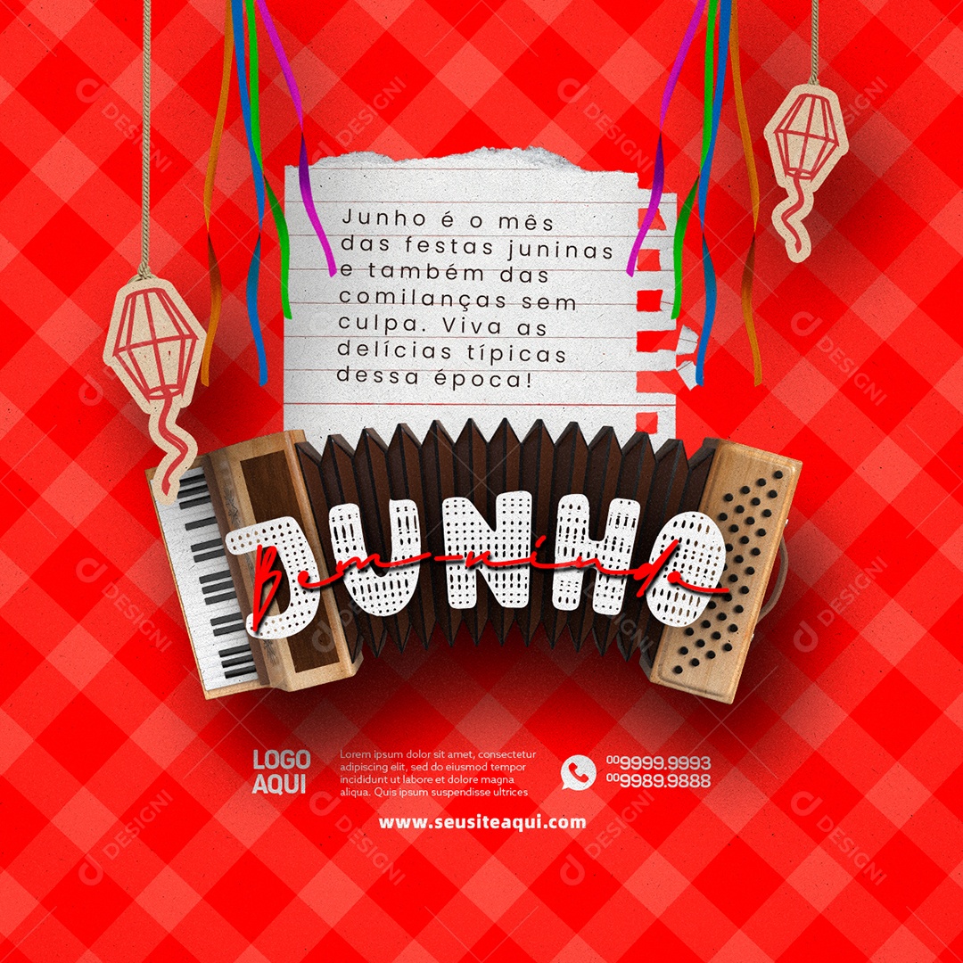 Junho é o Mês Das Festas Juninas e Também Das Comilanças Bem-Vindo Junho Social Media PSD Editável