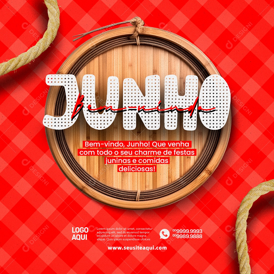 Bem-Vindo Junho Que Venha Com Todo O Seu Charme Fe Festas Juninas Social Media PSD Editável