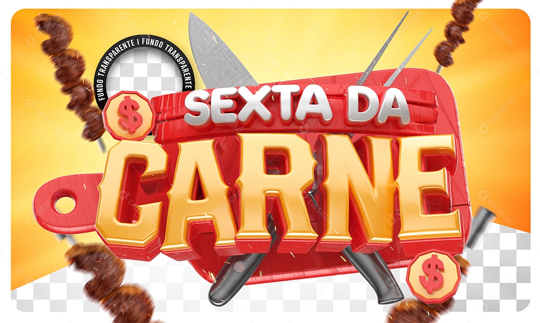 Selo 3D Sexta da Carne PSD