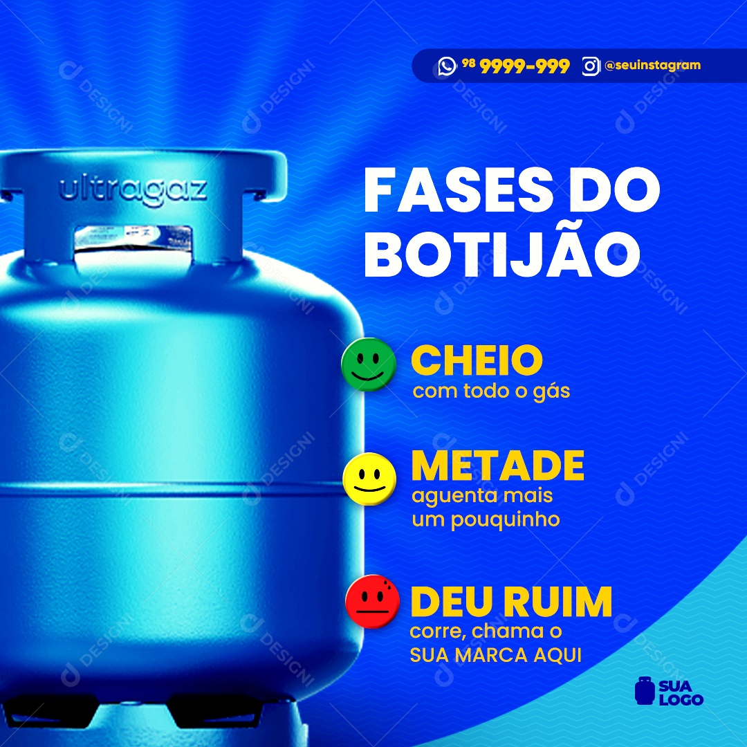 Social Media Fases Do Botijão Distribuidora PSD Editável