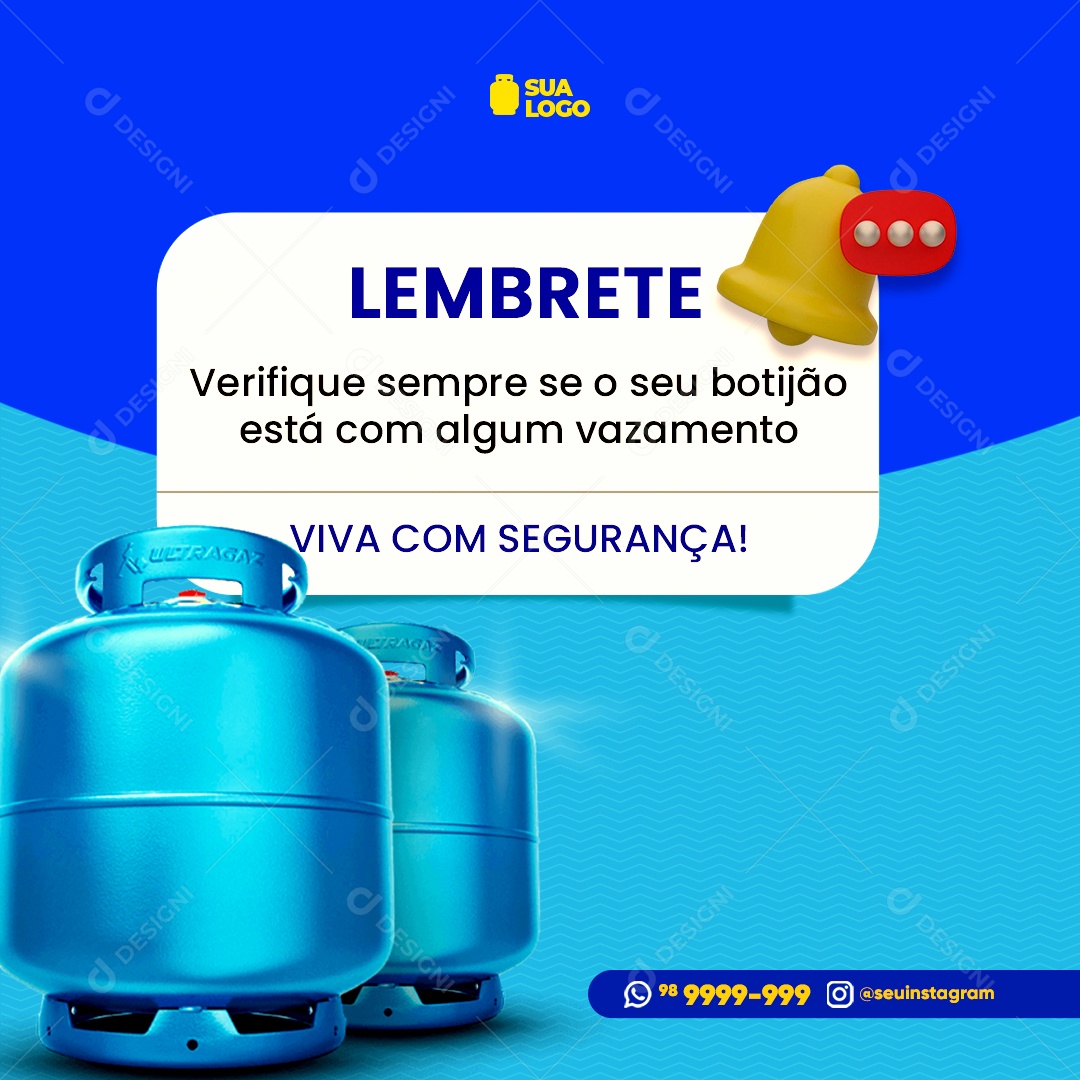 Lembrete Verifique O Seu Botijão Distribuidora Social Media PSD Editável
