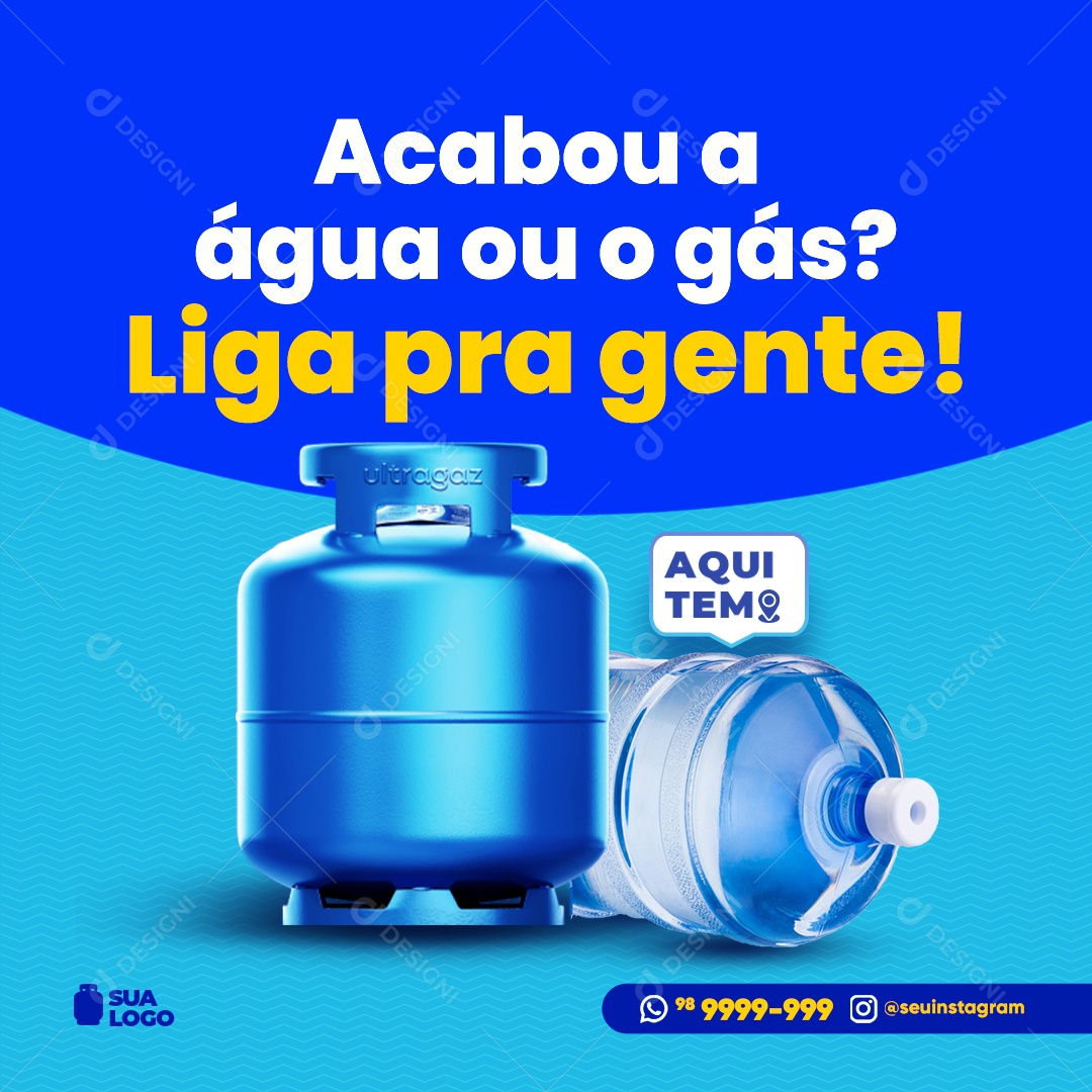 Social Media Acabou a Água Ou o Gás Distribuidora PSD Editável