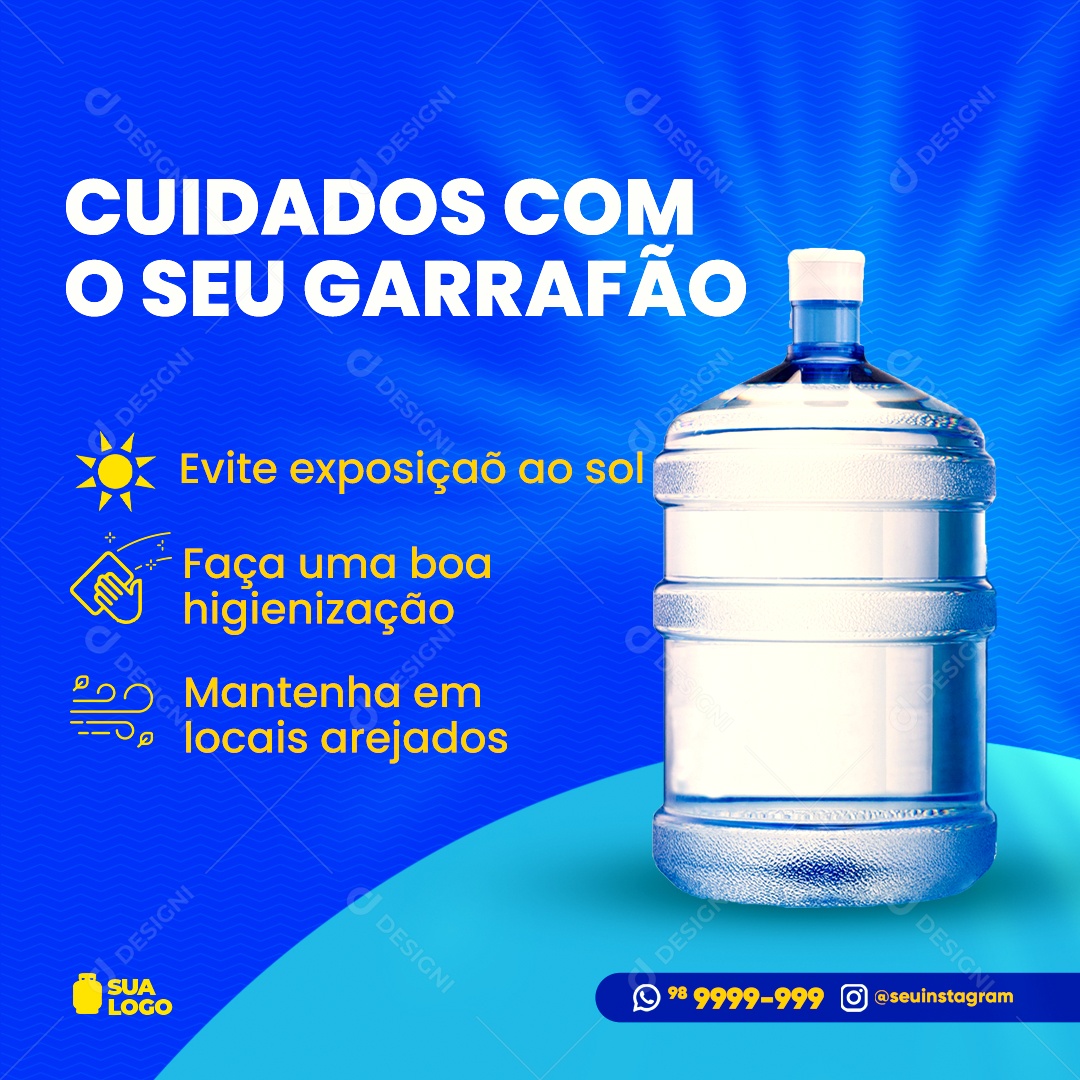 Cuidados Com O Seu Garrafão Distribuidora Social Media PSD Editável