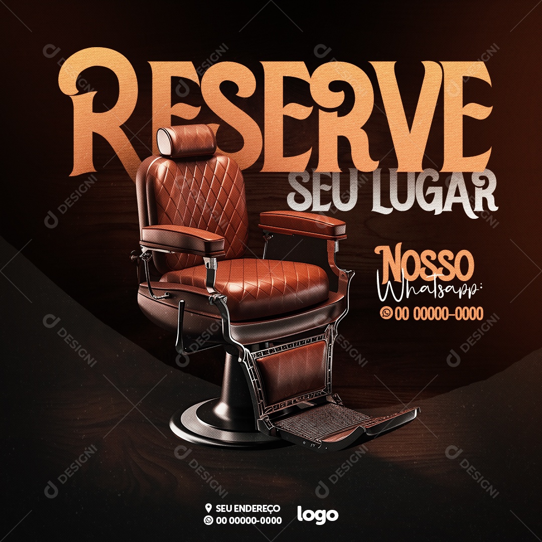 Barbearia Reserve Seu Lugar Social Media PSD Editavel