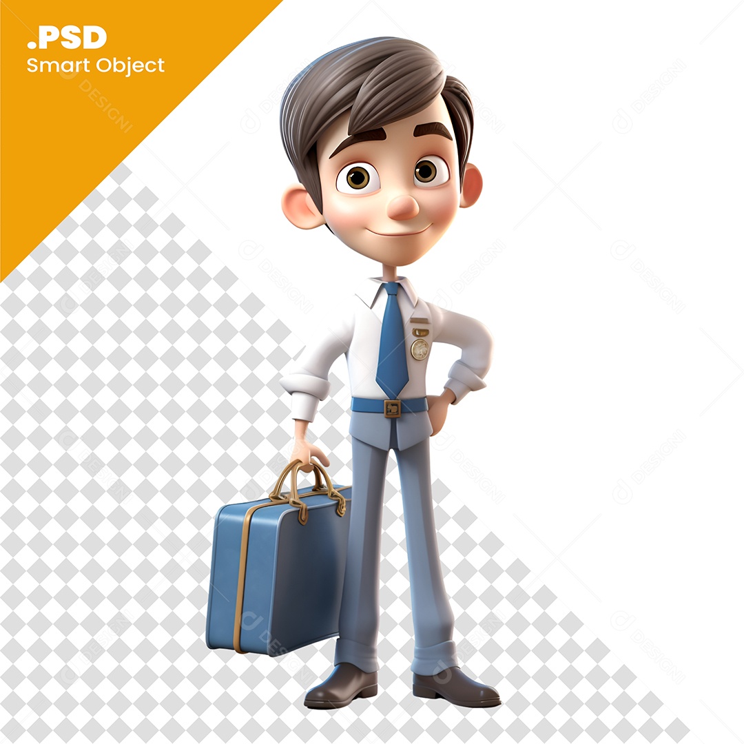 Personagem 3D Homem Indo Para Trabalho PSD