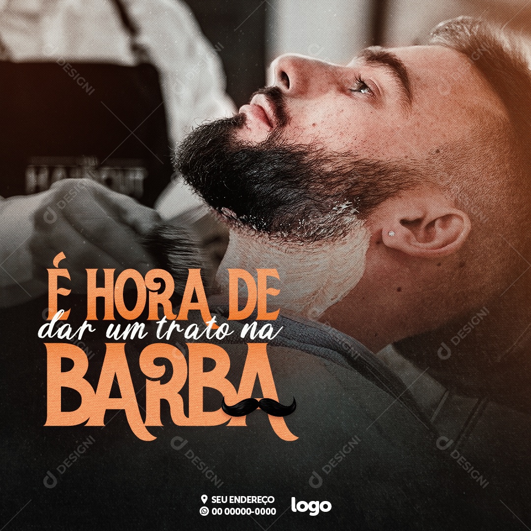 Barbearia E Hora De Dar Um Trato Na Barba Social Media PSD Editavel