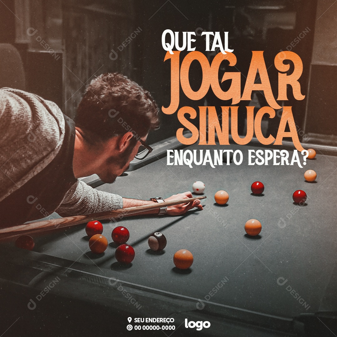 Barbearia Que Tal Jogar Sinuca Enquanto Espera Social Media PSD Editavel