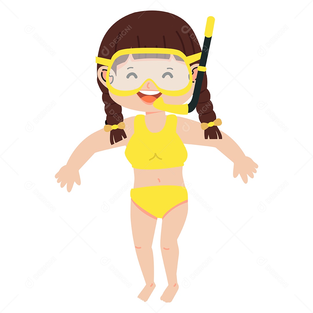 Ilustração De Menina Com Roupa De Praia EPS Editável