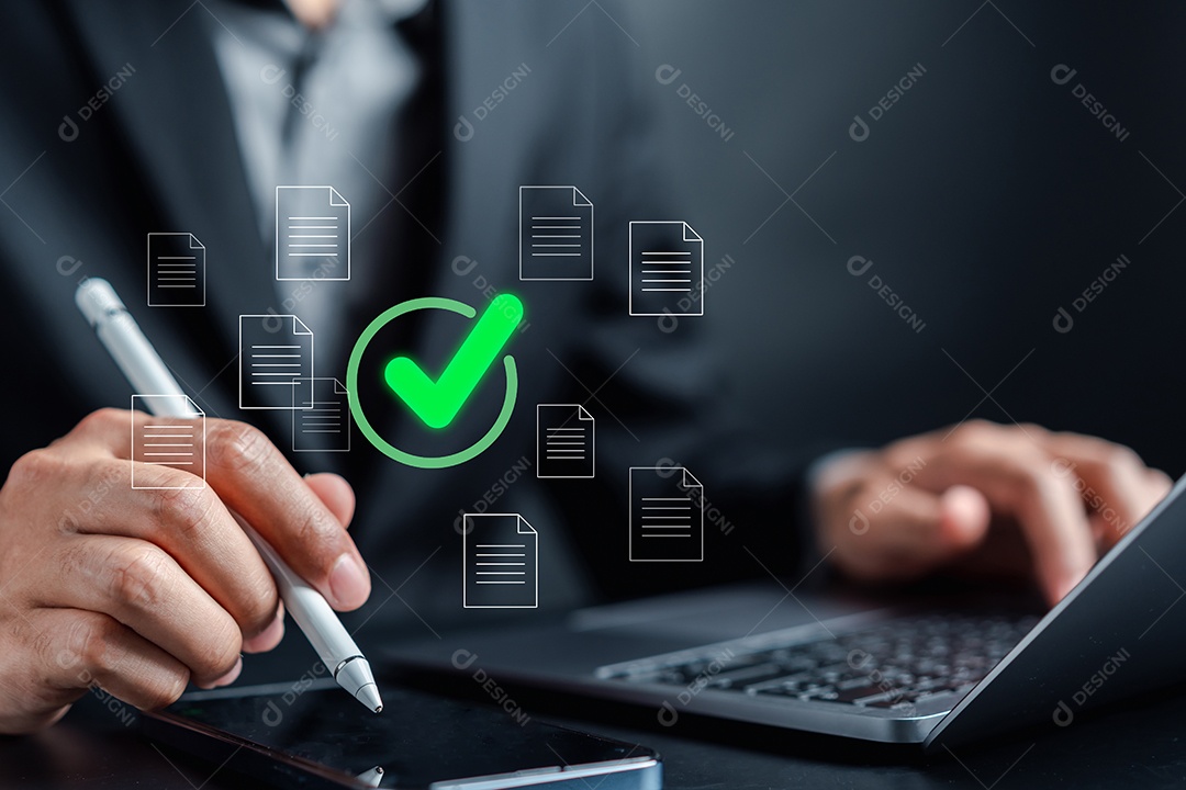 Aprovação de garantia digital, controle de qualidade de garantia de negócios QA ou gerenciamento de QC