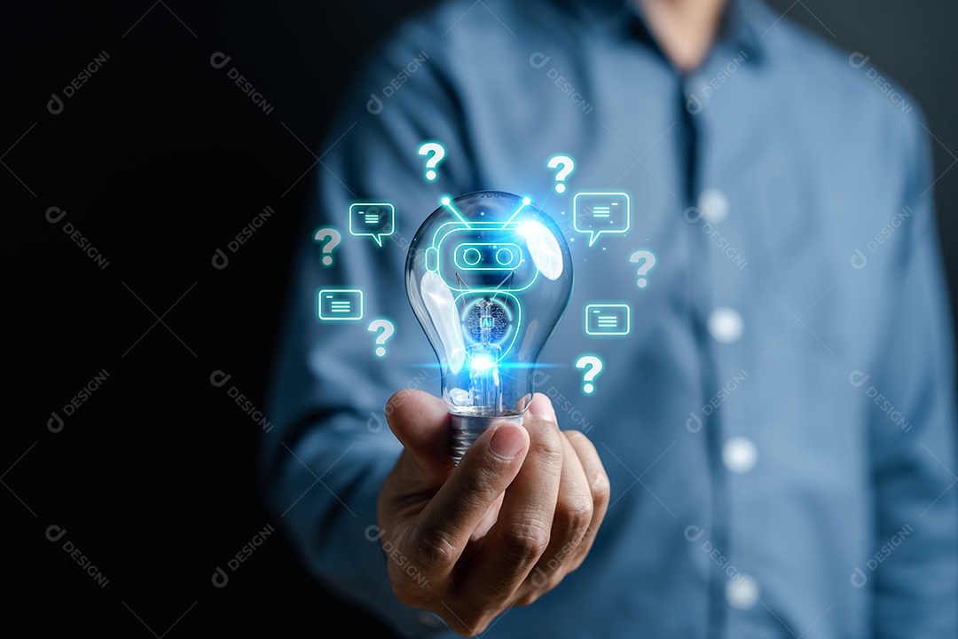 Empresário usando robô ai em inteligência de smartphone