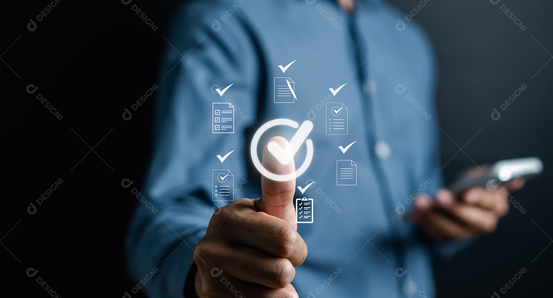 Aprovação de garantia digital, controle de qualidade de garantia de negócios QA ou gerenciamento de QC