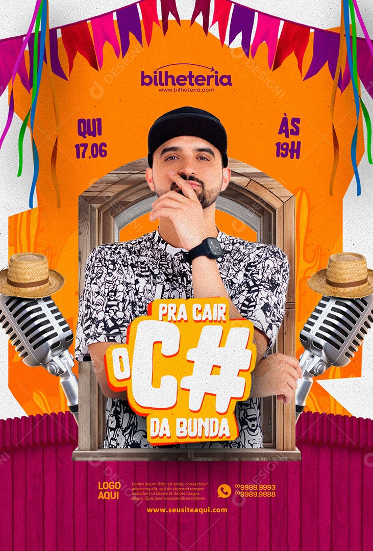 Stand Up De São João Com Thiago Ventura Flyer Social Media PSD Editável