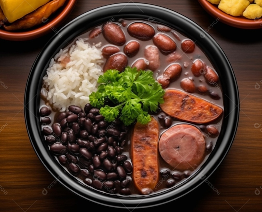 Deliciosa feijoada com acompanhamentos