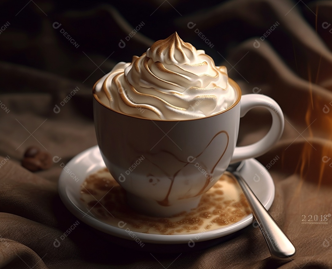 Delicioso café cremoso com chantilly