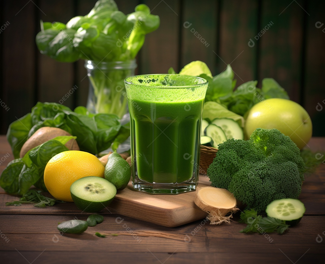 Delicioso suco verde com vegetais