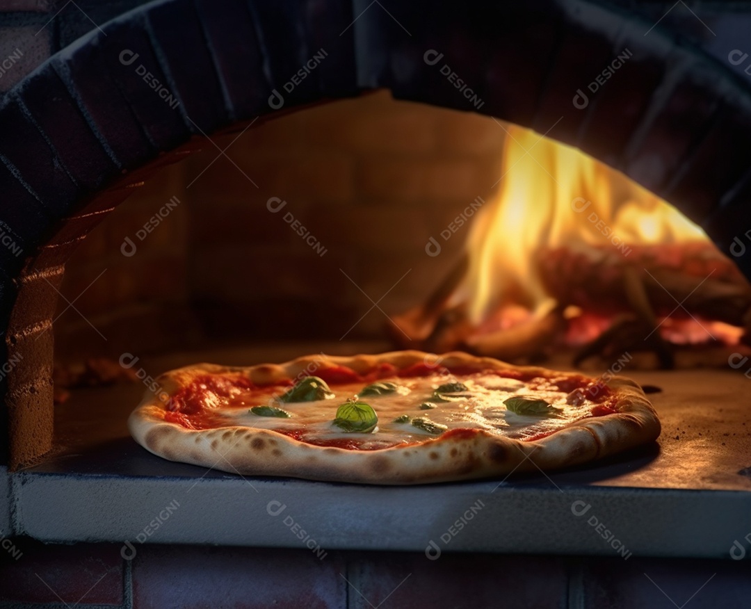 Deliciosa pizza no forno