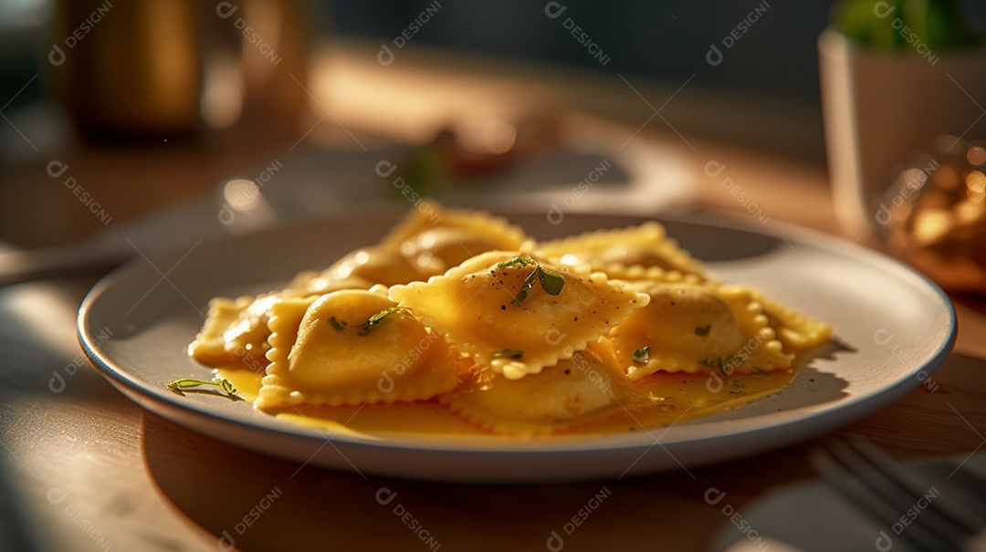 Delicioso ravioli com queijo