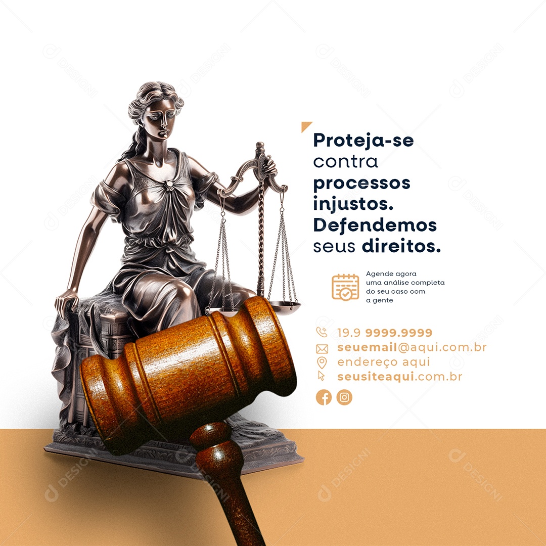 Proteja-Se Contra Processos Injustos Defendemos Seus Direitos Advocacia Social Media PSD Editável