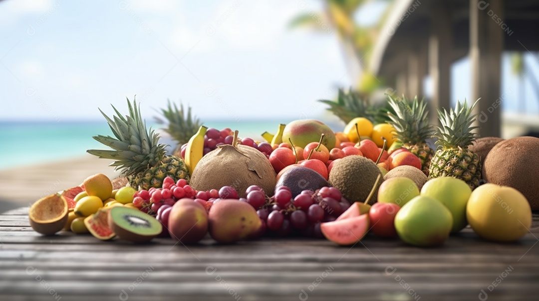 Cesta de frutas tropicais