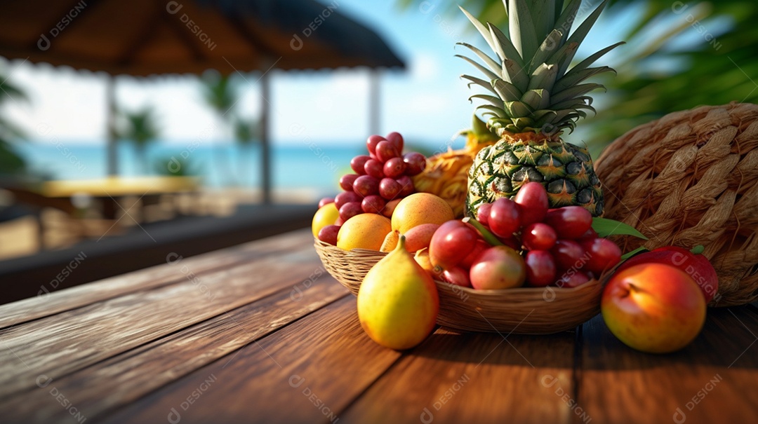 Cesta de frutas tropicais