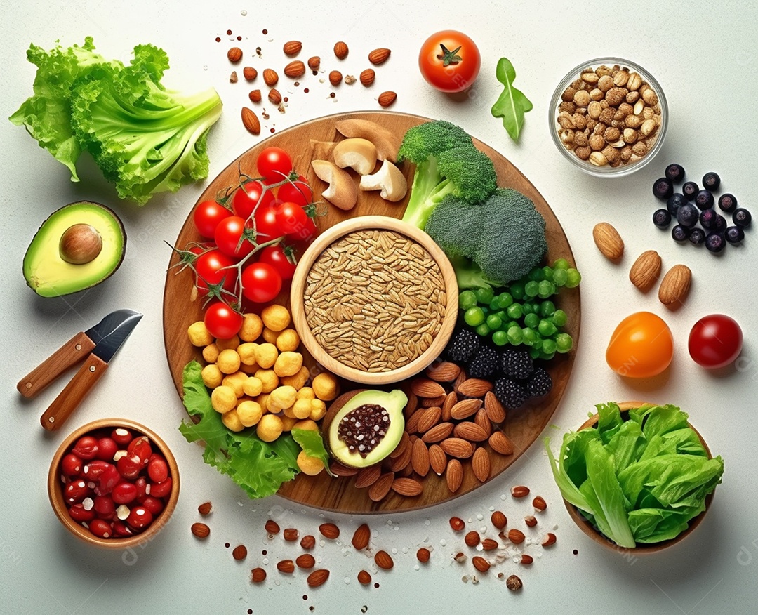 Alimentos saudáveis naturais legumes e frutas