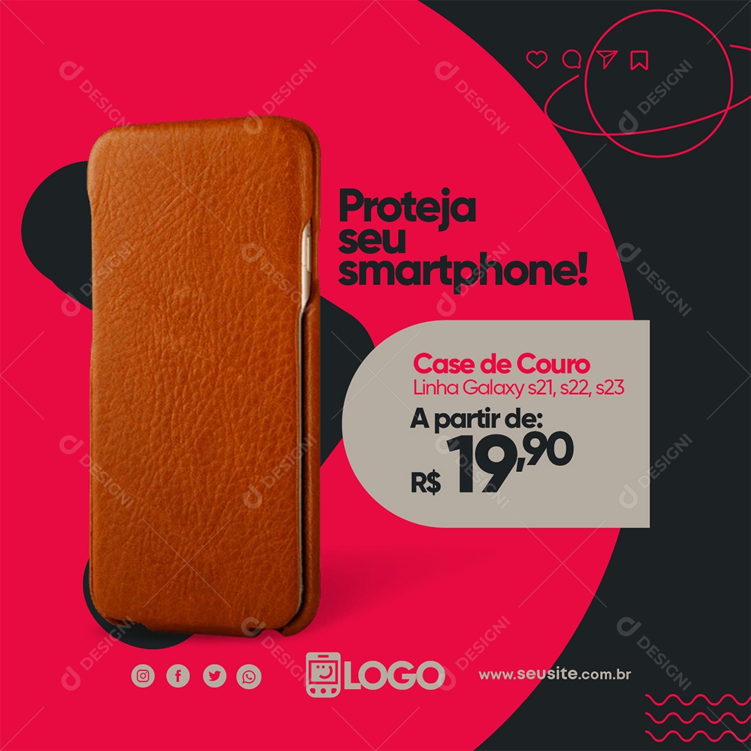 Proteja Seu Smartphone Case Social Media PSD Editável