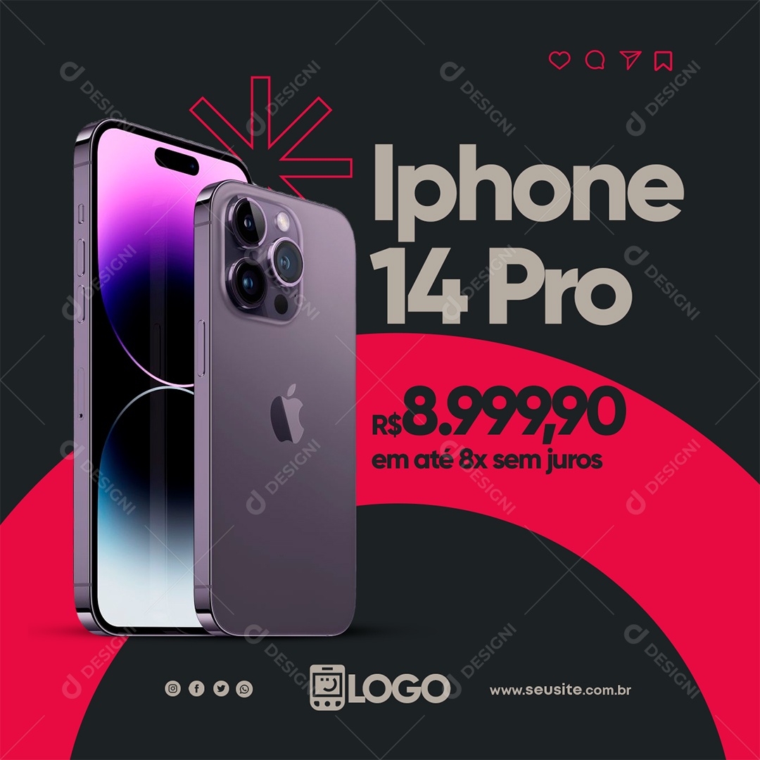 Social Media Iphone 14 Pro PSD Editável