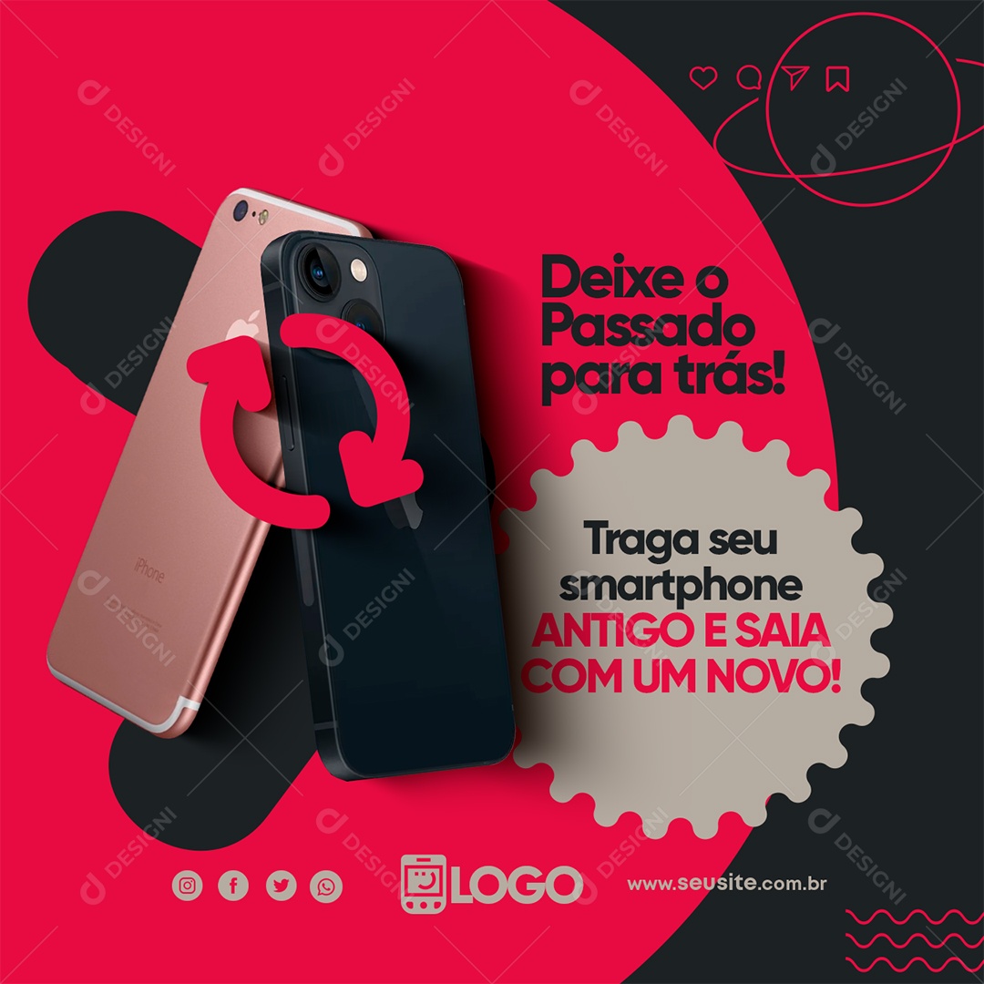 Social Media Traga Seu Smartphone Antigo E Saia Com Um Novo PSD Editável