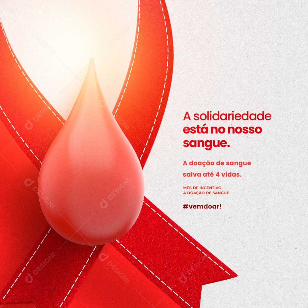 A Solidariedade Está no Nosso Sangue. Junho Vermelho Social Media PSD Editável