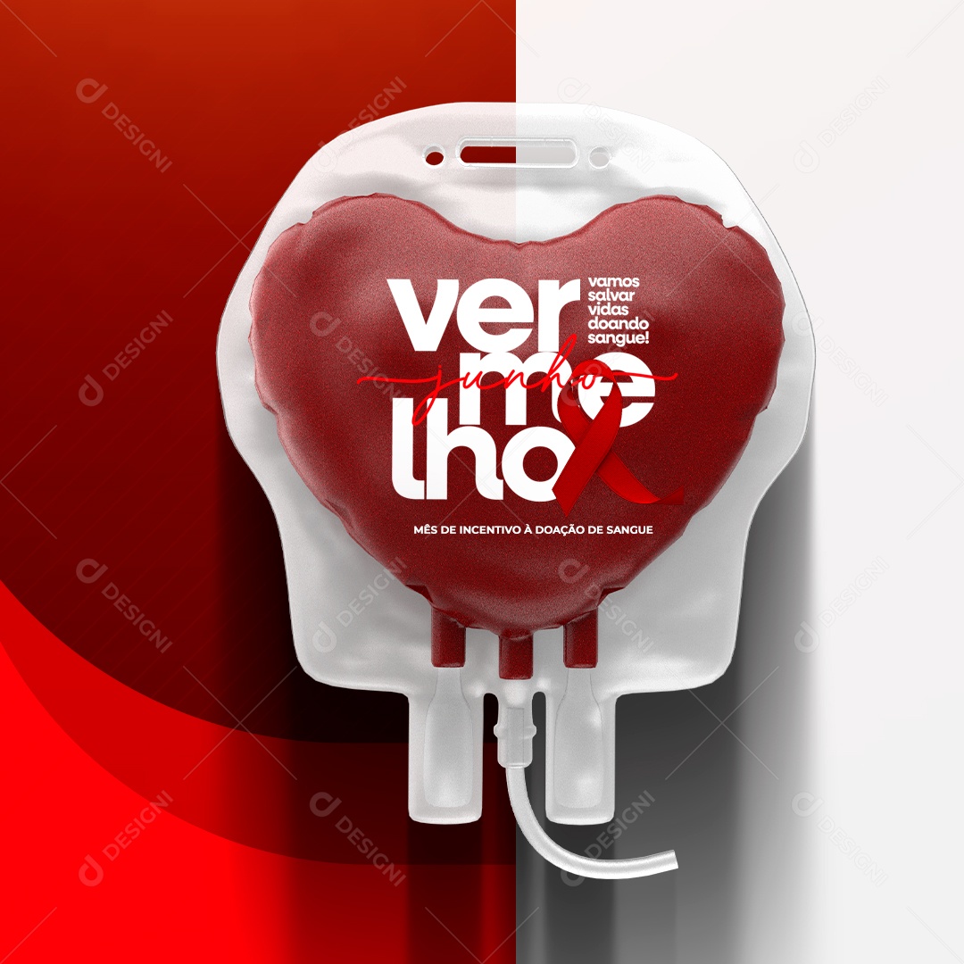Mês de Incentivo a Doação de Sangue Junho Vermelho Social Media PSD Editável