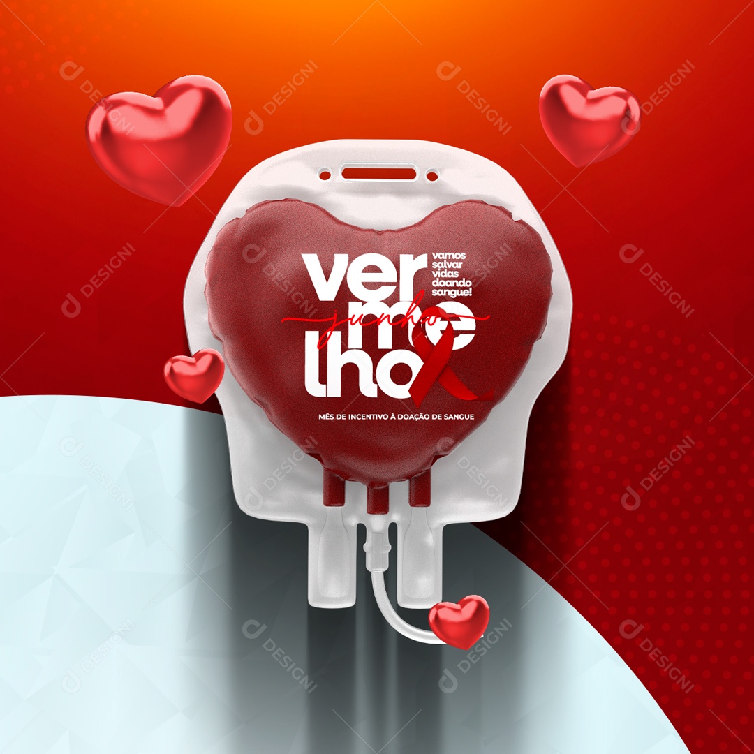 Vamos Salvar Vidas Doando Sangue! Junho Vermelho Social Media PSD Editável