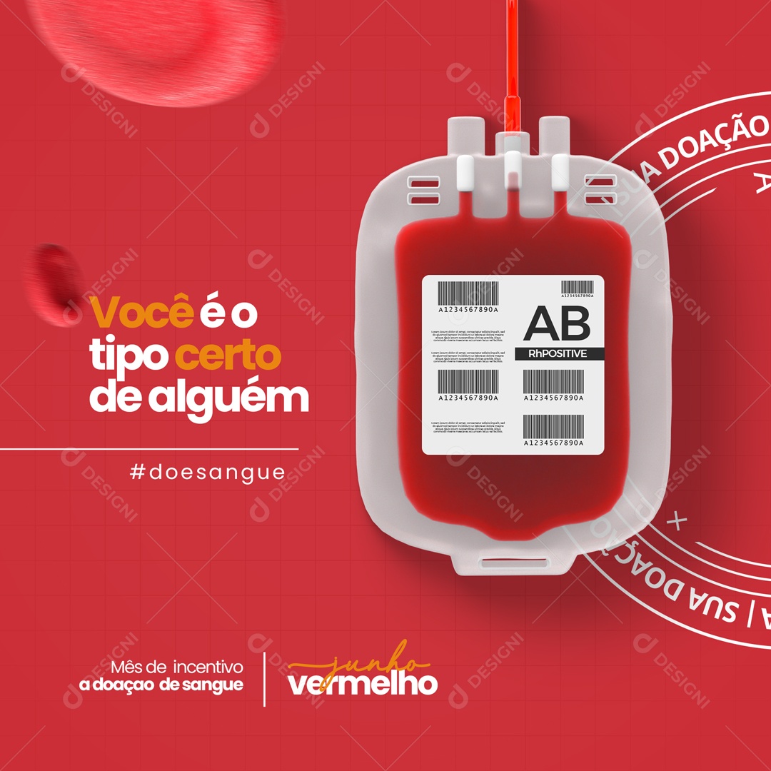 Você é o Tipo Certo de Alguém Doe Sangue Junho Vermelho Social Media PSD Editável