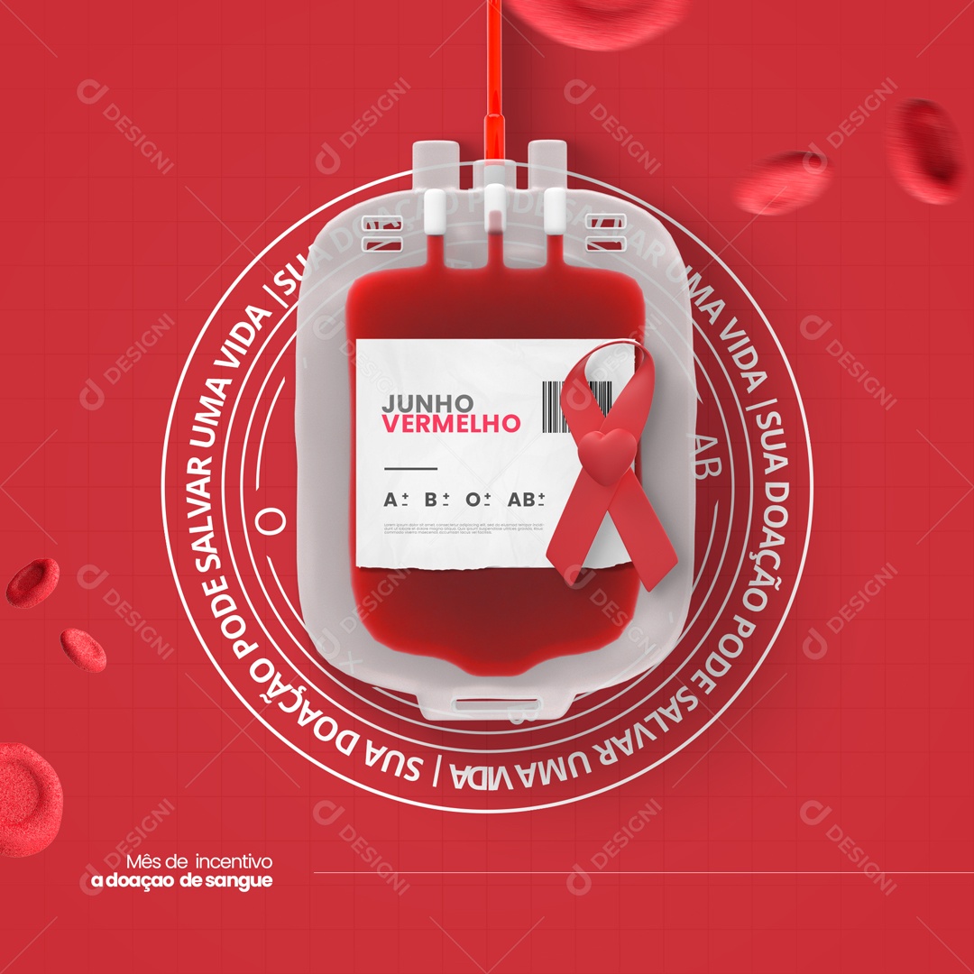 Sua Doação Pode Salvar Uma Vida Junho Vermelho Social Media PSD Editável