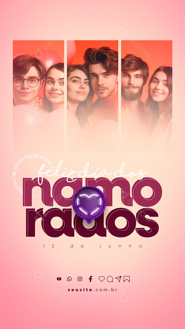 Story Eu Te Amo Feliz Dia Dos Namorados 12 De Junho Social Media PSD Editável